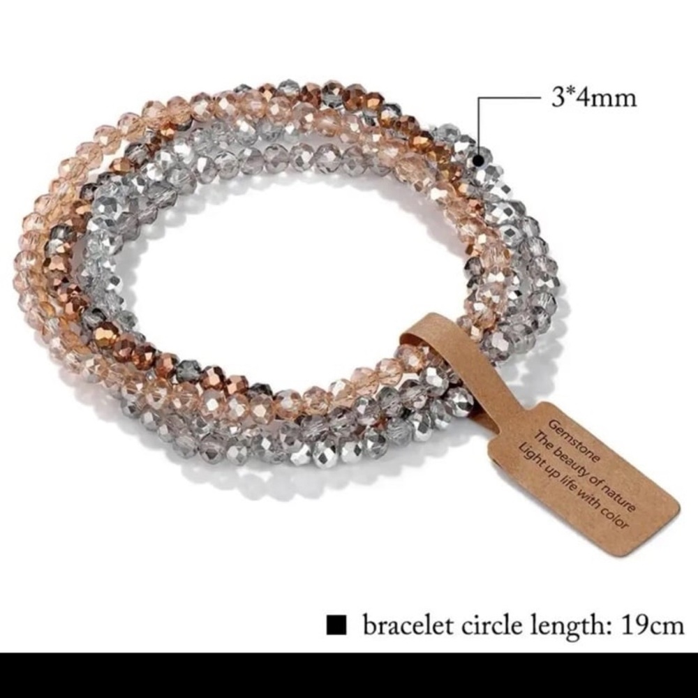 - Swarovski beads elastic lot of 4 bracelets